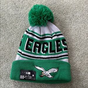 Eagles Kids Pom Beanie - Green and Gray